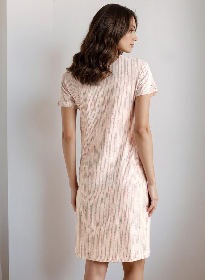 سبلاش فيڤ قميص نوم بطبعة زهور بطول الركبة - Image 3