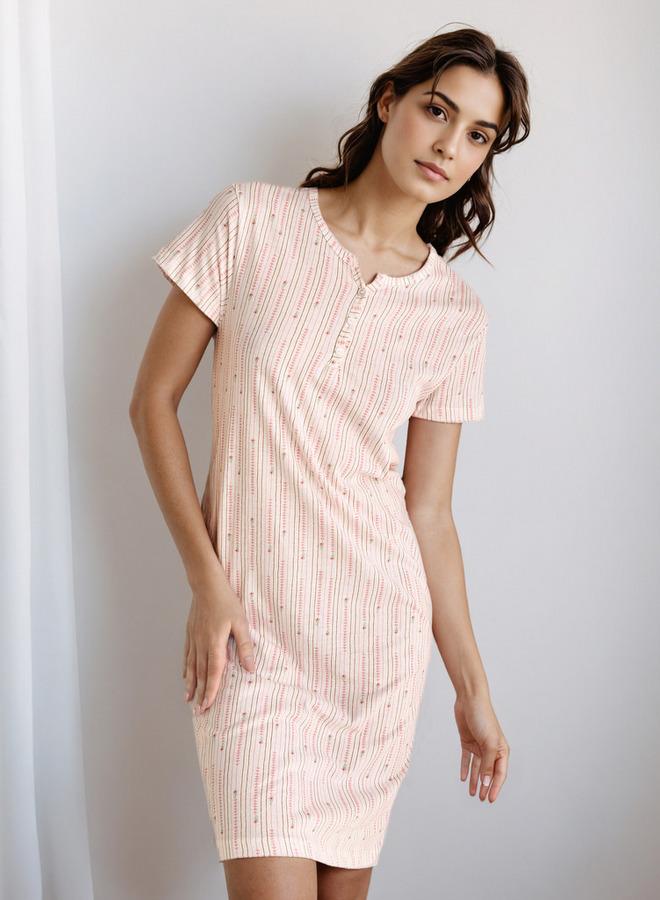 سبلاش فيڤ قميص نوم بطبعة زهور بطول الركبة - Image 1