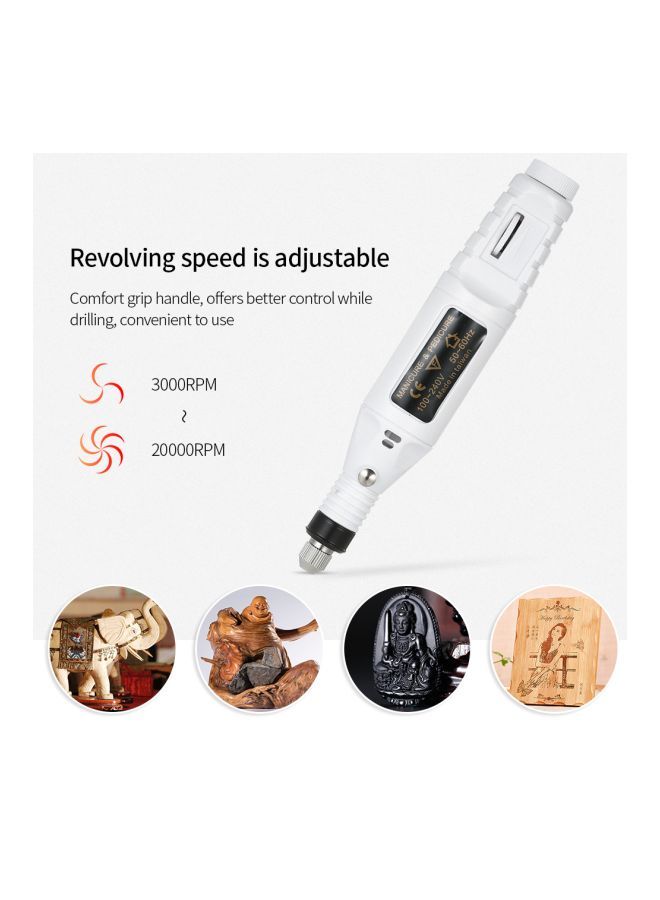 NIBEMINENT 14-Piece Mini Electric Grinder Drill Tool Set White/Black/Silver  - Image 3