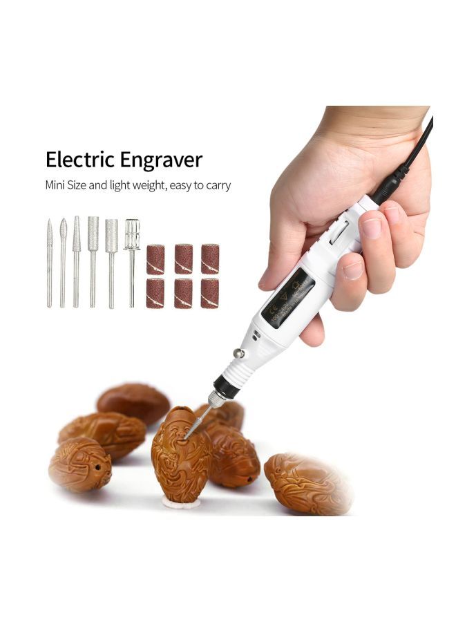 NIBEMINENT 14-Piece Mini Electric Grinder Drill Tool Set White/Black/Silver  - Image 4