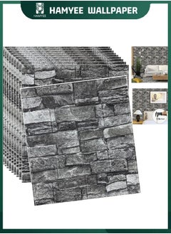 HAMYEE 3D Foam Bricks Wallpaper Set Black, Peel And Stick Wallpaper, Self-adhesive removable wallpaper, For Bedroom/Living Room/TV Wall And Home Decoration 70*77  - Image 1
