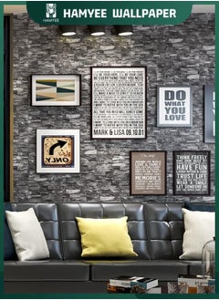 HAMYEE 3D Foam Bricks Wallpaper Set Black, Peel And Stick Wallpaper, Self-adhesive removable wallpaper, For Bedroom/Living Room/TV Wall And Home Decoration 70*77  - Image 2
