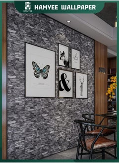 HAMYEE 3D Foam Bricks Wallpaper Set Black, Peel And Stick Wallpaper, Self-adhesive removable wallpaper, For Bedroom/Living Room/TV Wall And Home Decoration 70*77  - Image 4