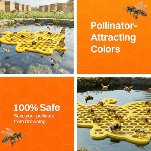 Bee Pontoon Bee Watering Station for Garden Floating with Safe Landing Pads Butterfly Pollinator Watering Station Beekeeping Supplies Outdoor Garden Dcor Honeybee 1 Yellow - Image 3
