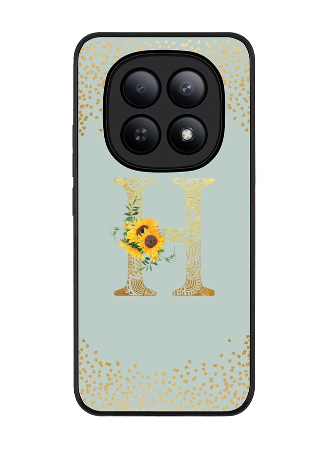 For Xiaomi Redmi Note 15 5G / Poco M8 Case,Slim fit Camera Protection, Shockproof Thin Phone cover  - Custom Floral Monogram - H  (Light Grey )