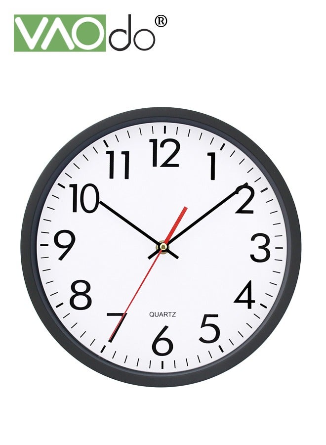VAOdo Wall Clock 11 Inch Silent Non-ticking Modern Clocks Battery Operated Analog Small Classic for Office Home Bathroom Kitchen Bedroom School Living Room Black - Image 1