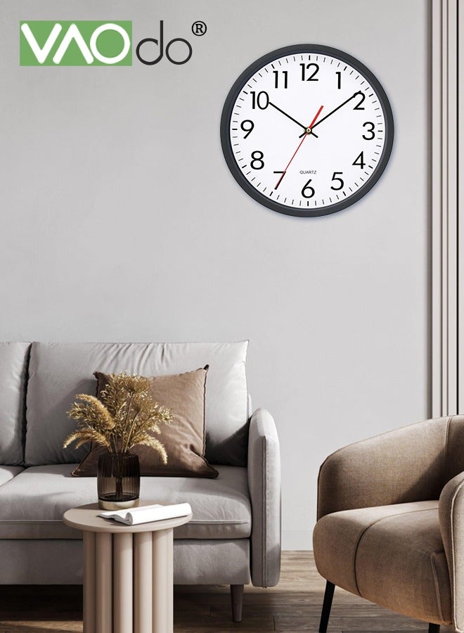 VAOdo Wall Clock 11 Inch Silent Non-ticking Modern Clocks Battery Operated Analog Small Classic for Office Home Bathroom Kitchen Bedroom School Living Room Black - Image 4