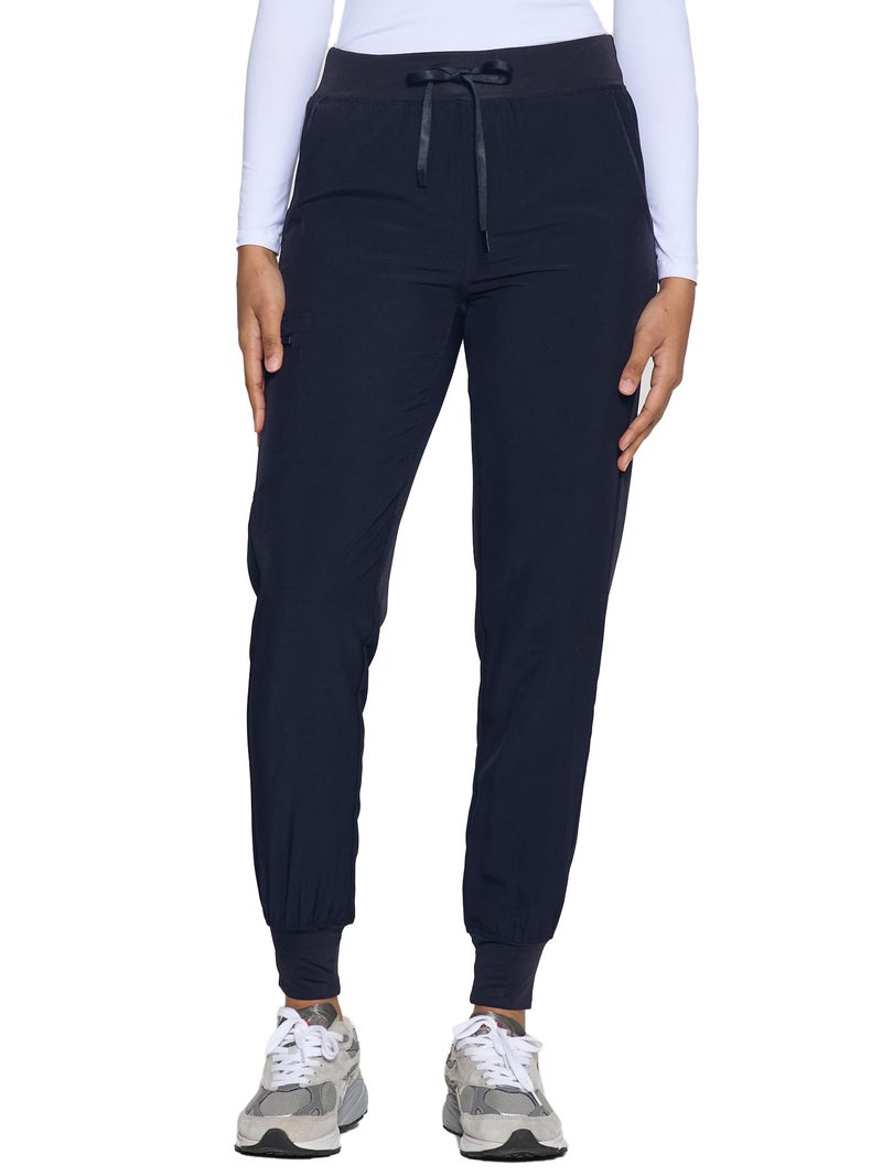 COZYFIT Womens Scrub Pants - Soft Stretch Yoga Style with 5 Pockets, Slim Fit Jogger Scrubs Pants for Women Navy Blue - Image 2