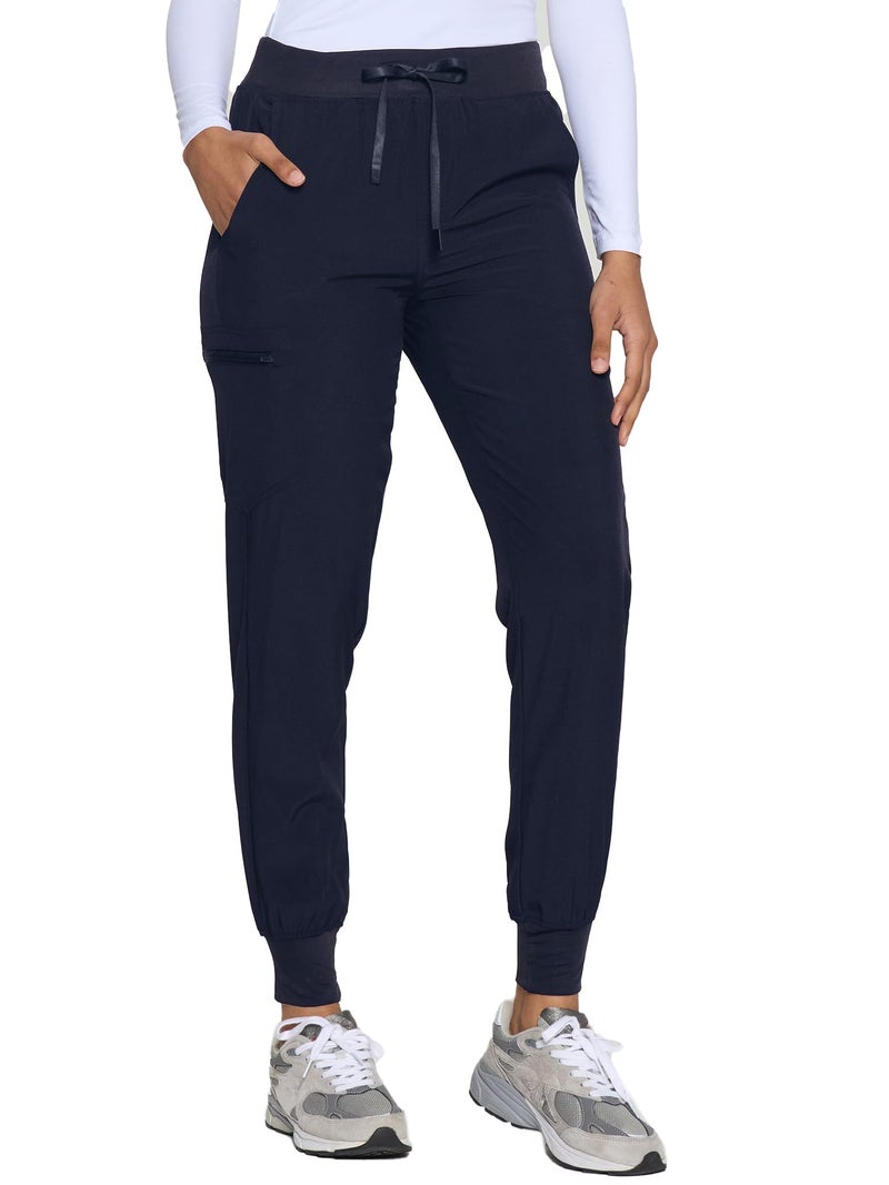 COZYFIT Womens Scrub Pants - Soft Stretch Yoga Style with 5 Pockets, Slim Fit Jogger Scrubs Pants for Women Navy Blue - Image 5