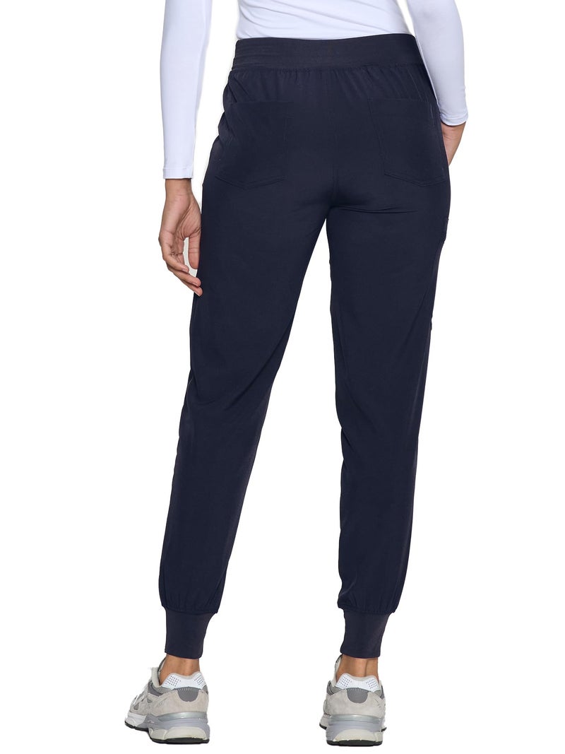 COZYFIT Womens Scrub Pants - Soft Stretch Yoga Style with 5 Pockets, Slim Fit Jogger Scrubs Pants for Women Navy Blue - Image 4