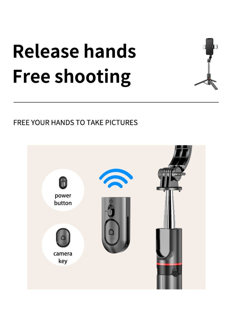 45.66‘’Selfie Stick Tripod with double fill light, Extendable Stainless Steel Tripod with Rechargeable Bluetooth Remote, Compatible with iPhone and Android Smartphones, Perfect for Travel, Vlog, Video and Photo
