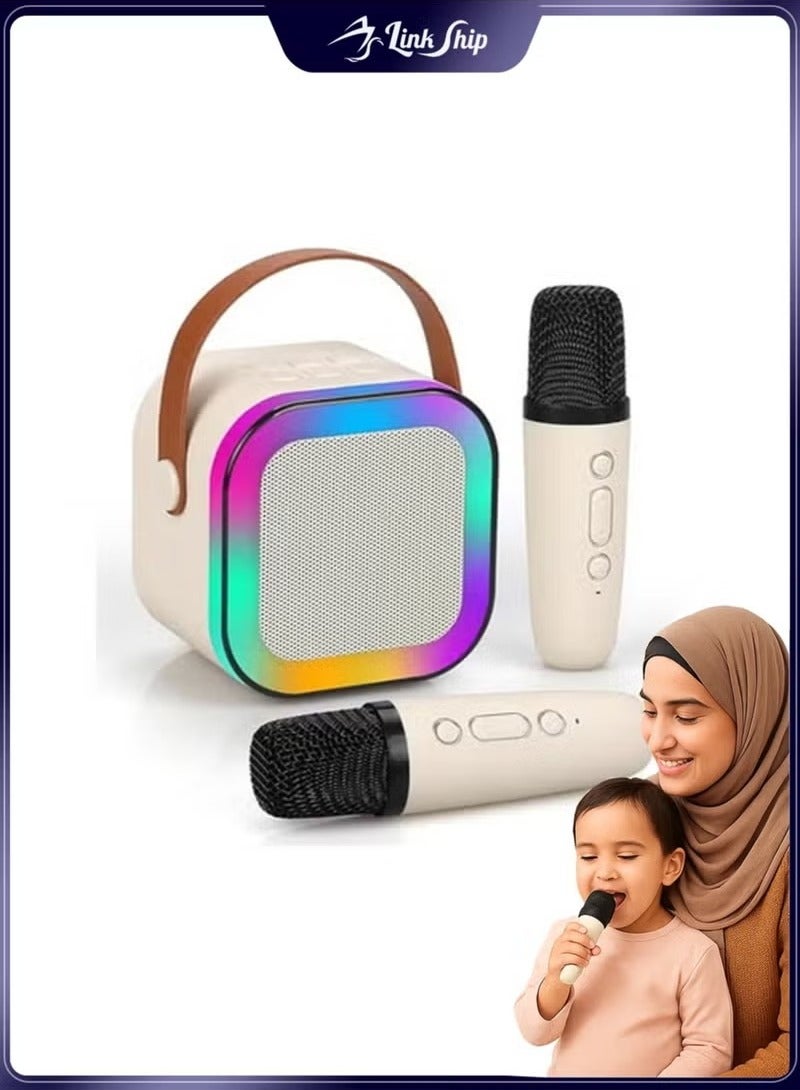 Mini Karaoke Machine Portable Speaker Bluetooth Karaoke Speaker With Dual Wireless Mic For Kids And Adults Mini Wireless Speaker With Light For Indoor And Outdoor Party And Birthday Bluetooth Speaker  - Image 2