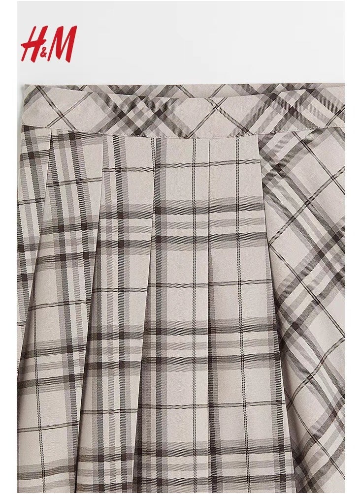 H and M - Autumn Women's Fashion Temperament Plaid High Waisted Irregular Short Skirt - Image 1