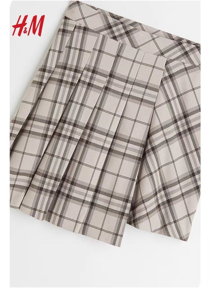 H and M - Autumn Women's Fashion Temperament Plaid High Waisted Irregular Short Skirt - Image 1