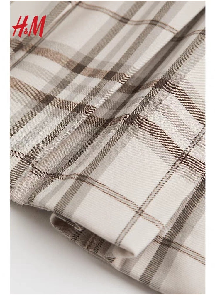 H and M - Autumn Women's Fashion Temperament Plaid High Waisted Irregular Short Skirt - Image 1