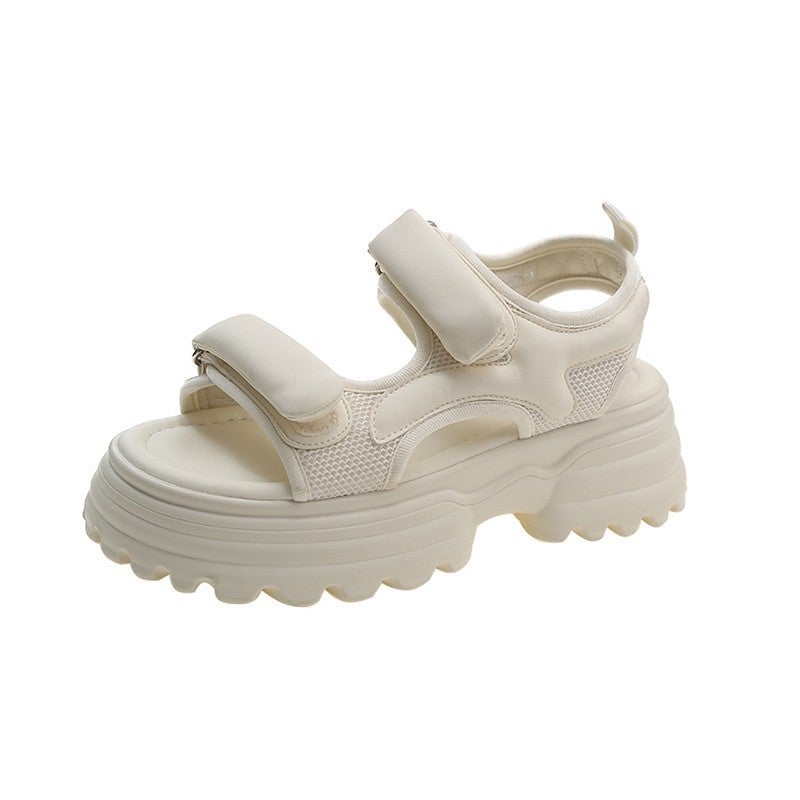 Chunky Sole Sandals Women Magic Tape Sporty Beach 2024 White