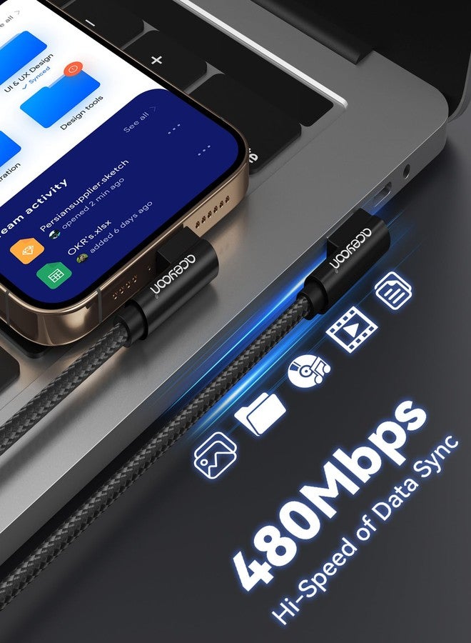 aceyoon كابل USB C قصير بزاوية 90 درجة من آسيون، كابل USB A إلى USB C بزاوية، كابل نايلون مضفر للشحن السريع بطول 0.6 قدم لهواتف سامسونج جالاكسي S25 S24 S23 S22 S21، وللهواوي، ولجوجل بيكسل والمزيد - Image 4