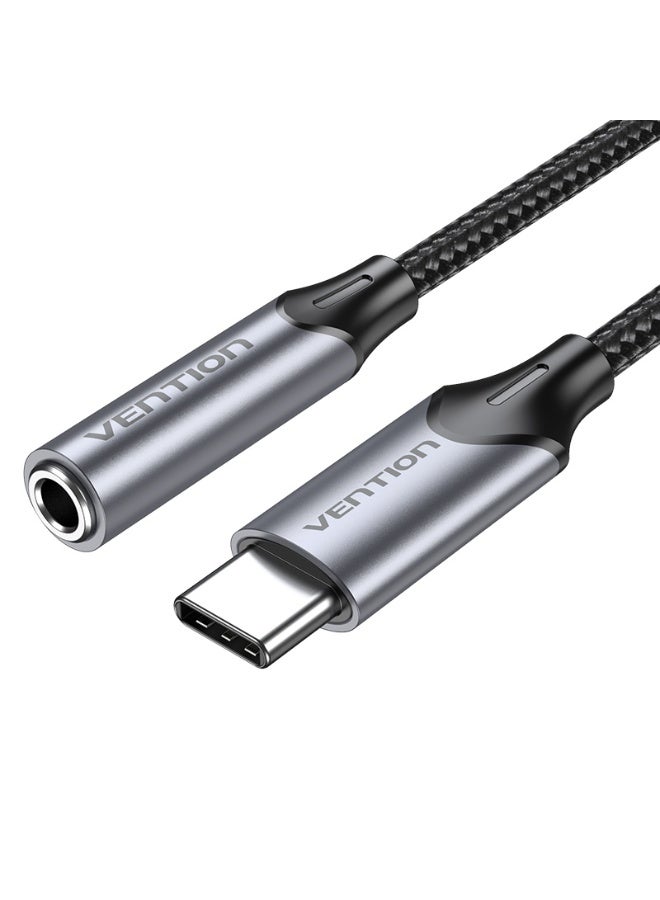 VENTION USB-C Male to 3.5MM Earphone Jack With DAC Adapter 0.1M Gray Aluminum Alloy Type Model # BGMHA - Image 1