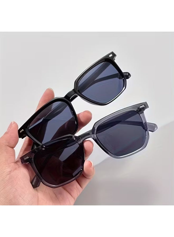 Retro 2pcs Men'S Retro Square Frame Fashion Glasses - Stylish Black & Blue Tortoiseshell Design, Full Rim PC Material, Perfect for Everyday Decor & Gifts, Everyday Fashion Glasses | Tortoiseshell Pattern | Decorative Lenses - Image 2