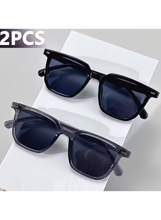 Retro 2pcs Men'S Retro Square Frame Fashion Glasses - Stylish Black & Blue Tortoiseshell Design, Full Rim PC Material, Perfect for Everyday Decor & Gifts, Everyday Fashion Glasses | Tortoiseshell Pattern | Decorative Lenses - Image 5