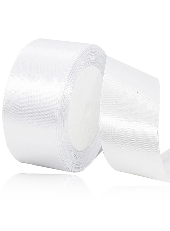 شريط ساتان أبيض سادة، 1.57 بوصة × 24 ياردة، شريط ساتان قماشي لتغليف الهدايا، والأعمال اليدوية، وصنع ربطات الشعر، والأكاليل، وتزيين حفلات الزفاف - Image 1