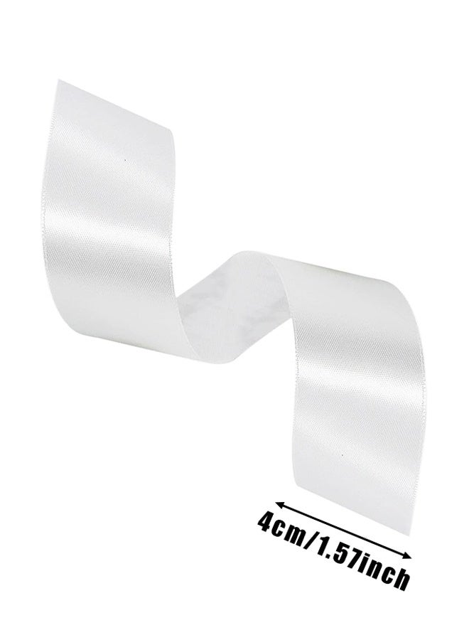 شريط ساتان أبيض سادة، 1.57 بوصة × 24 ياردة، شريط ساتان قماشي لتغليف الهدايا، والأعمال اليدوية، وصنع ربطات الشعر، والأكاليل، وتزيين حفلات الزفاف - Image 2