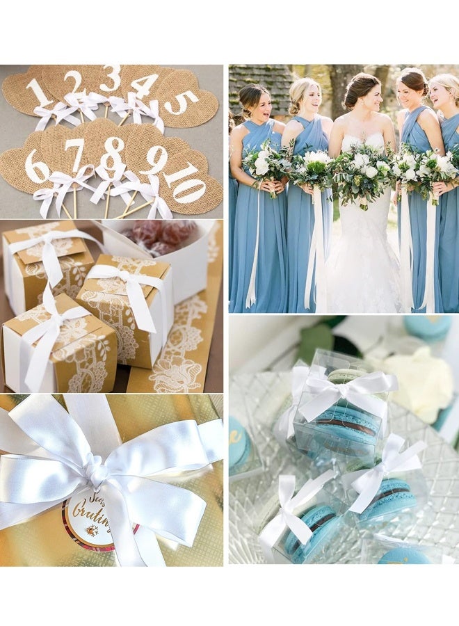 شريط ساتان أبيض سادة، 1.57 بوصة × 24 ياردة، شريط ساتان قماشي لتغليف الهدايا، والأعمال اليدوية، وصنع ربطات الشعر، والأكاليل، وتزيين حفلات الزفاف - Image 3