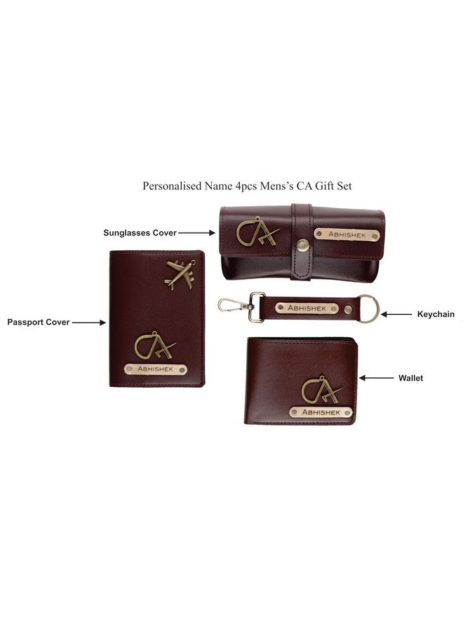 AICA Personalised Name CA Chartered Accountant Leather Wallet Gift Set for Men - Gift for CA Chartered Accountant - Darkbrown - Image 3