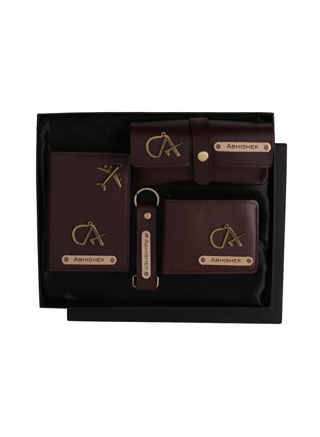 AICA Personalised Name CA Chartered Accountant Leather Wallet Gift Set for Men - Gift for CA Chartered Accountant - Darkbrown - Image 2