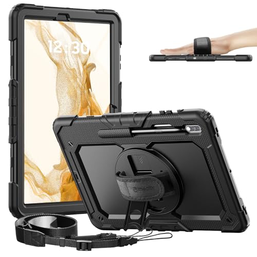Timecity Case for Samsung Galaxy Tab S8 Plus/ S7 FE 5G Case 12.4'' with Screen Protector & 360° Swivel Kickstand & Hand Shoulder Strap for Galaxy Tab S7 FE/ S8 Plus/ S7 Plus 12.4 inch -Black - Image 1