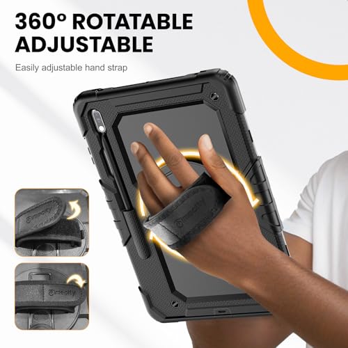Timecity Case for Samsung Galaxy Tab S8 Plus/ S7 FE 5G Case 12.4'' with Screen Protector & 360° Swivel Kickstand & Hand Shoulder Strap for Galaxy Tab S7 FE/ S8 Plus/ S7 Plus 12.4 inch -Black - Image 4