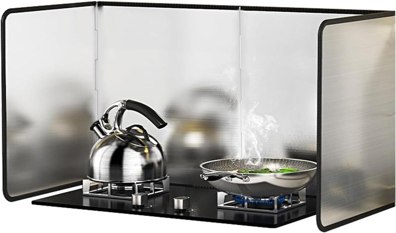 KOBSAINF 4 Sided Splash Guard, Non-Stick Oil Splash Guard Stove Heat Insulation Panel, Foldable Stainless Steel Frying Oil Splash Guard, Oil Splash Guard Heat Insulation Panel for Cooking - Image 1