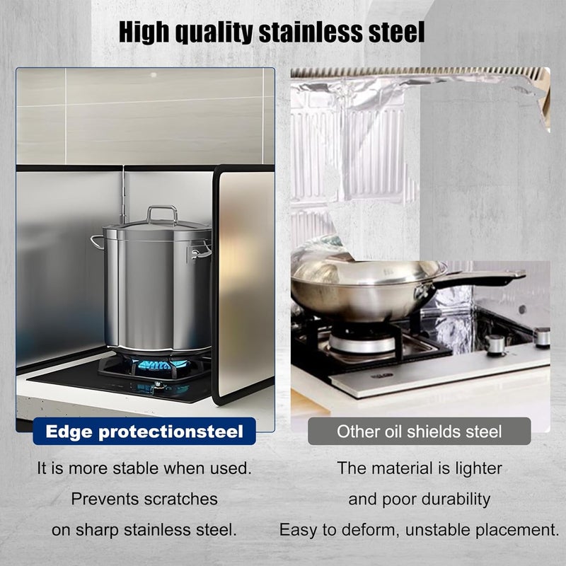 KOBSAINF 4 Sided Splash Guard, Non-Stick Oil Splash Guard Stove Heat Insulation Panel, Foldable Stainless Steel Frying Oil Splash Guard, Oil Splash Guard Heat Insulation Panel for Cooking - Image 4