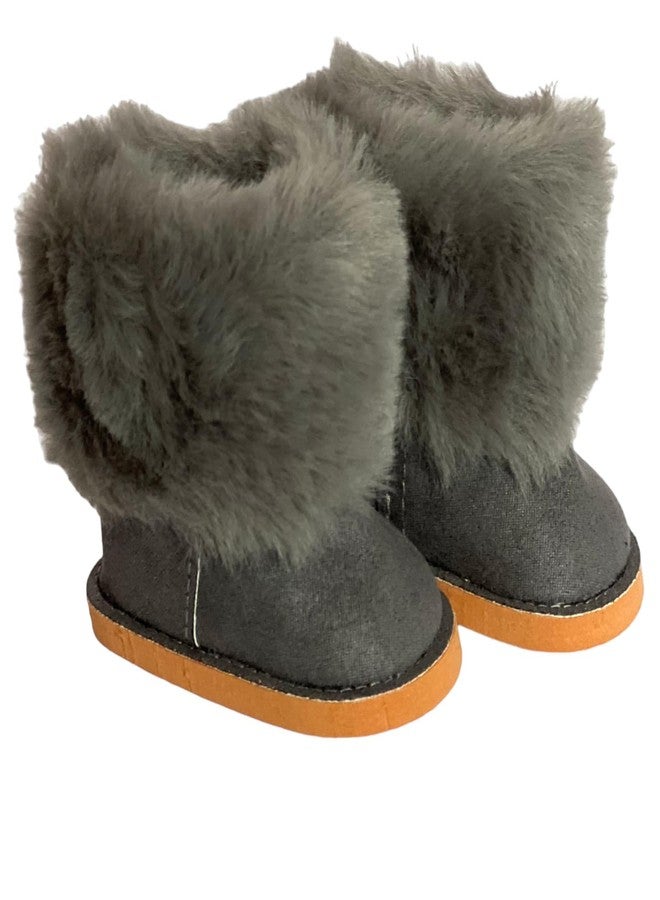 MBD 18 Inch Doll Boots - Grey Fur Boots for Kennedy and Friends Dolls and Other 18 Inch Dolls - Image 2