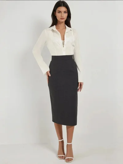 HICCUP High Waist Midi Skirt