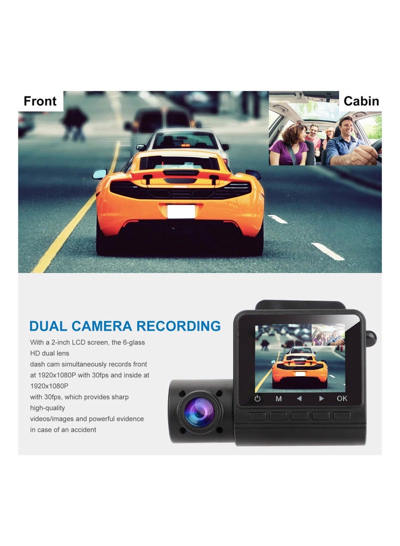 Generic Dual Dash Cam GPS for Cars Full HD 1080P, 2 Inch LCD Screen, Front and Rear Camera for cars with Parking Monitor, Loop Recording, Night Vision, G-Sensor  - Image 2