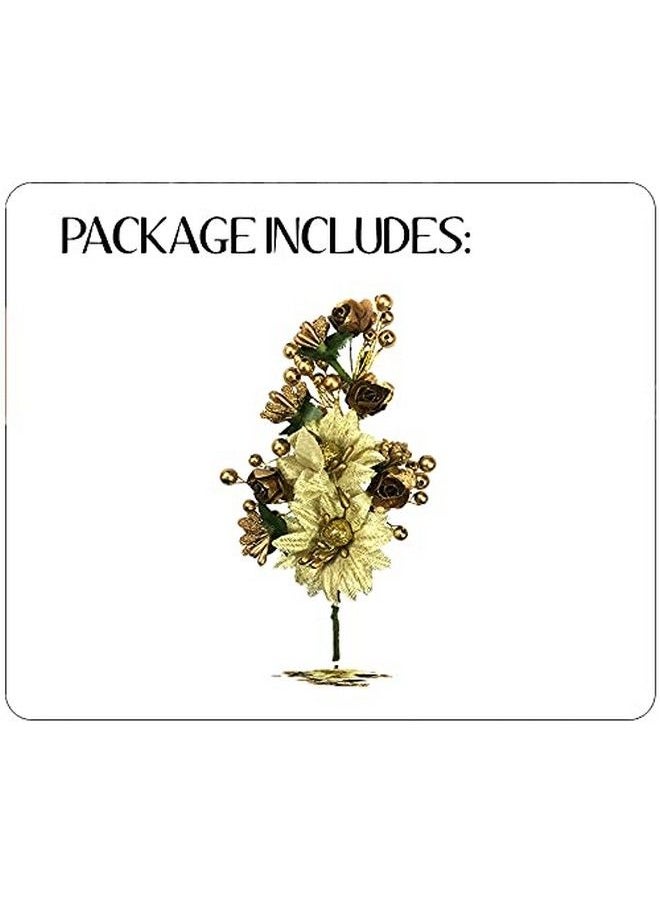 Hair Flare - Women Artificial Rose Flower Made Hair Accessories And Hair Pin For Women 2166 Gold Pack Of 1 - Image 1
