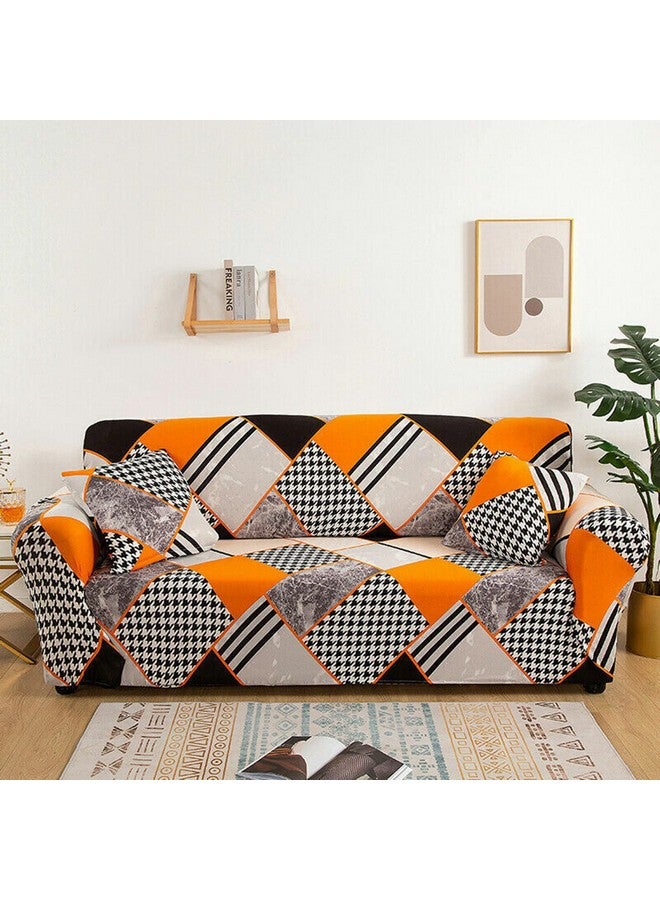 Lukzer Universal 4 Seater Sofa Cover With 2 Pillow Case 140 Gsm Big Elasticity Slipcover For Couch Protector Stretchable (Colorful Patterned Design/230-300Cm) Sc-034-04, Multicolor - Image 1