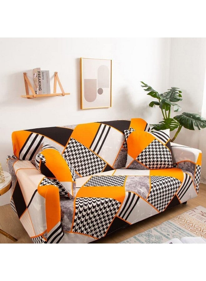 Lukzer Universal 4 Seater Sofa Cover With 2 Pillow Case 140 Gsm Big Elasticity Slipcover For Couch Protector Stretchable (Colorful Patterned Design/230-300Cm) Sc-034-04, Multicolor - Image 2