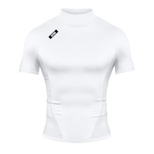 NXT NXTRND Nxtrnd Mens Turtleneck Compression TShirt Short Sleeve Mock Neck White Large - Image 1