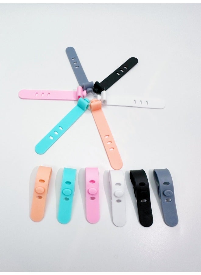 Data Cable Storage Belt 2-hole 3-hole Earphone Soft Rubber Strap Winder Wire Organizer Silicone Cable Tie Protective Cover-Color:Mixed Color (73mm3 Hole Oval Buckle)