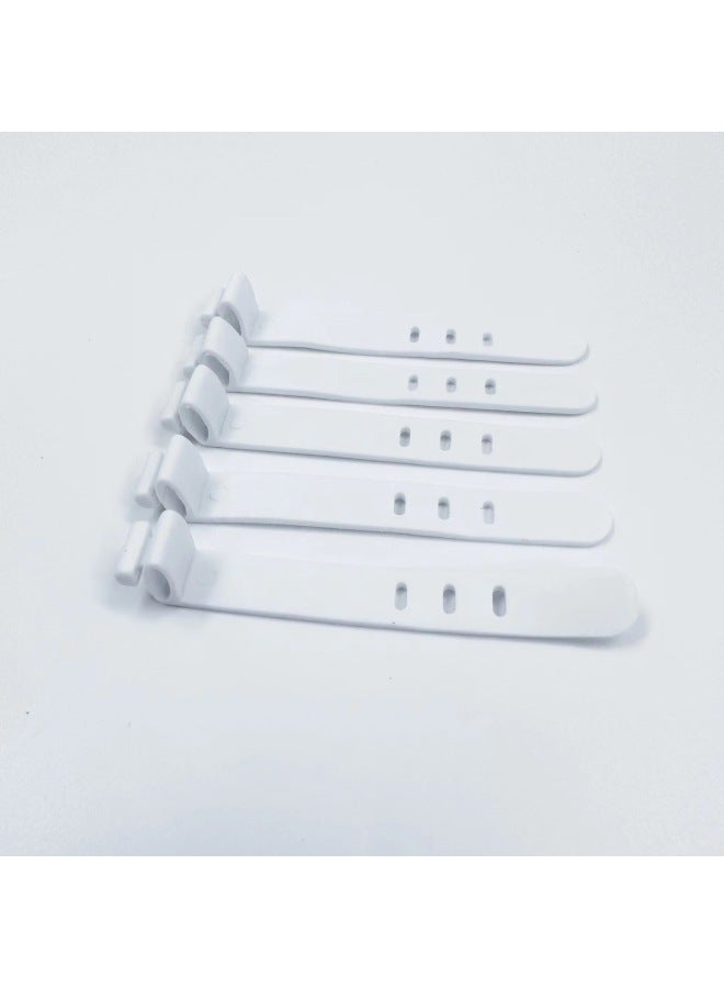 Data Cable Storage Belt 2-hole 3-hole Earphone Soft Rubber Strap Winder Wire Organizer Silicone Cable Tie Protective Cover-Color:Mixed Color (73mm3 Hole Oval Buckle)