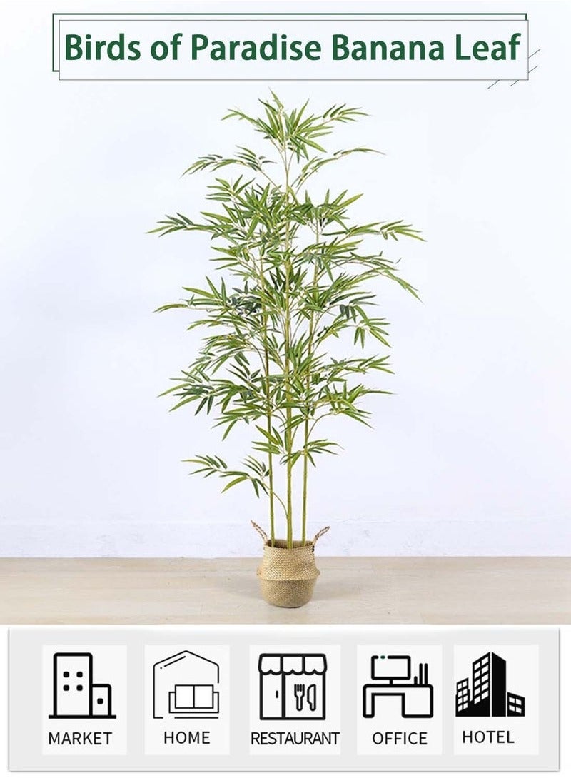 XiuWoo 150CM Artificial Tree Fake Plant Pot Artificial Tree Decorative Greenery Belt Realistic Green Bamboo and Plastic Pot Home Decor Office Indoor Outdoor Balcony Living Room  - Image 5