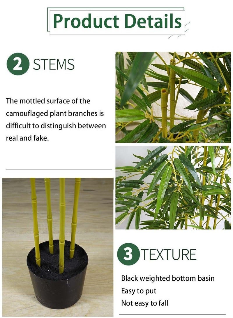 XiuWoo 150CM Artificial Tree Fake Plant Pot Artificial Tree Decorative Greenery Belt Realistic Green Bamboo and Plastic Pot Home Decor Office Indoor Outdoor Balcony Living Room  - Image 4