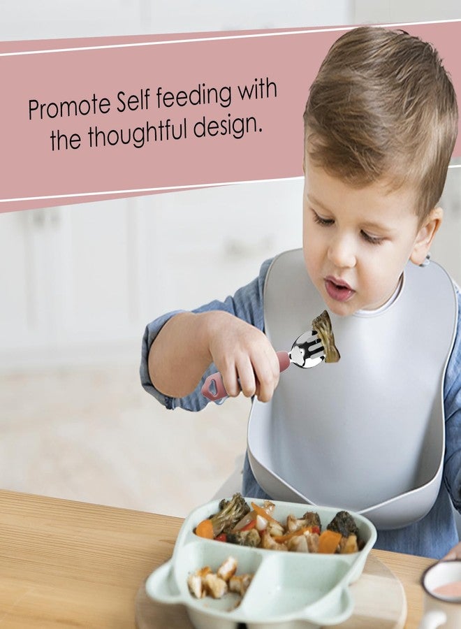 Cubkins Steel Head Fork for Feeding Babies with Soft Silicone Handle | Non Toxic, Food Safe and BPA Free | Washable and Reusable (Raspberry) - Image 3