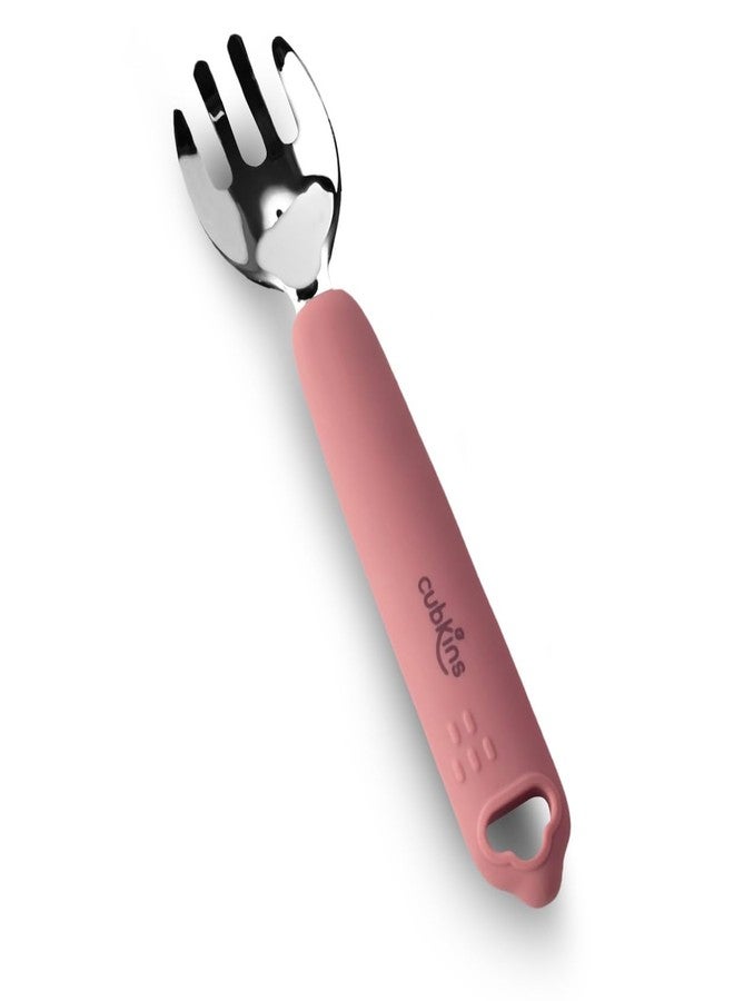Cubkins Steel Head Fork for Feeding Babies with Soft Silicone Handle | Non Toxic, Food Safe and BPA Free | Washable and Reusable (Raspberry) - Image 1