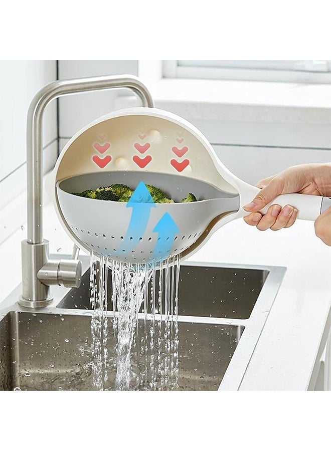 Kitchen Swivel Wash Basket,2 in 1 Double Layer 360 Swivel Drainage Basket,Storage Basket Strainer,Suitable for Vegetable/Fruit/Pasta - Image 3