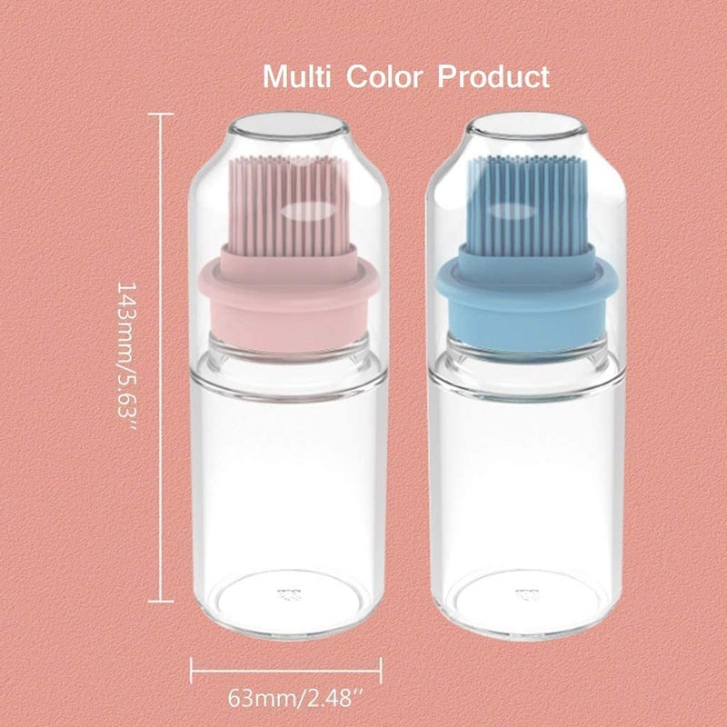 NETXE Oil Bottle with Silicone Brush Head Oil Return Tank Design Transparent Glass Bottle and Dust Cover for Olive Oil Vinegar Salad Dressing with Brush Dispenser Bottle Assorted Colour - Image 2