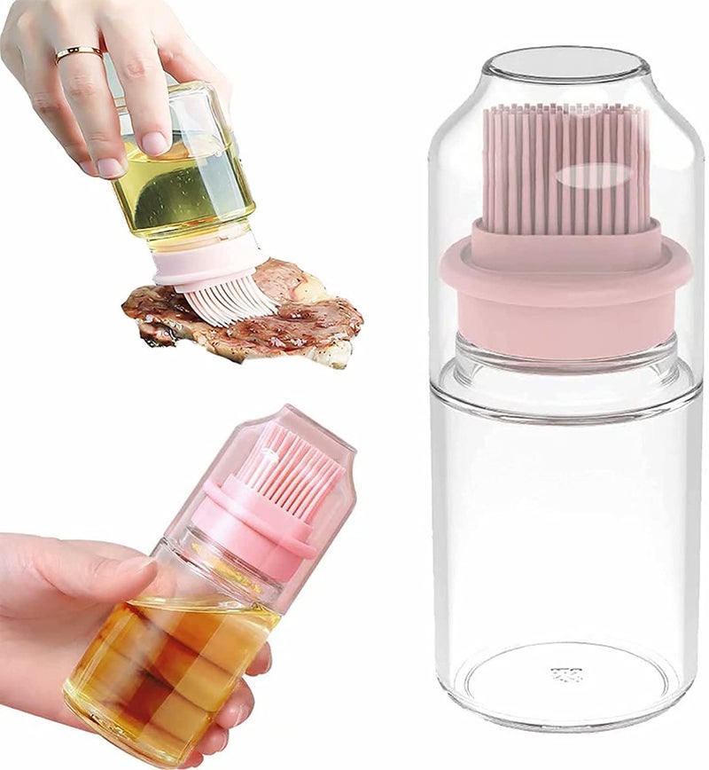 NETXE Oil Bottle with Silicone Brush Head Oil Return Tank Design Transparent Glass Bottle and Dust Cover for Olive Oil Vinegar Salad Dressing with Brush Dispenser Bottle Assorted Colour - Image 1