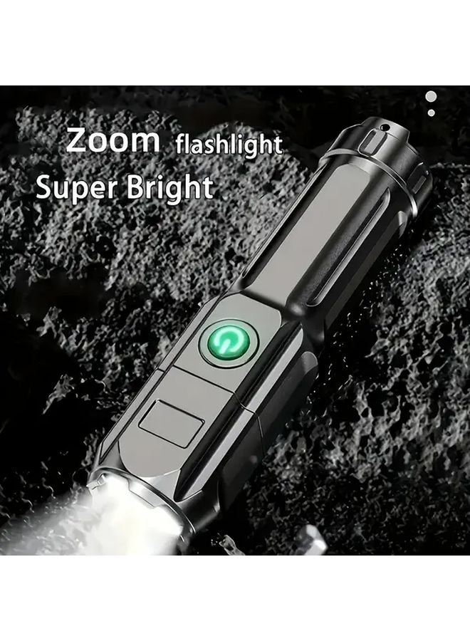 Super Bright Flashlight USB Rechargeable Retractable Zoom 3 Modes Portable For Camping - Image 2